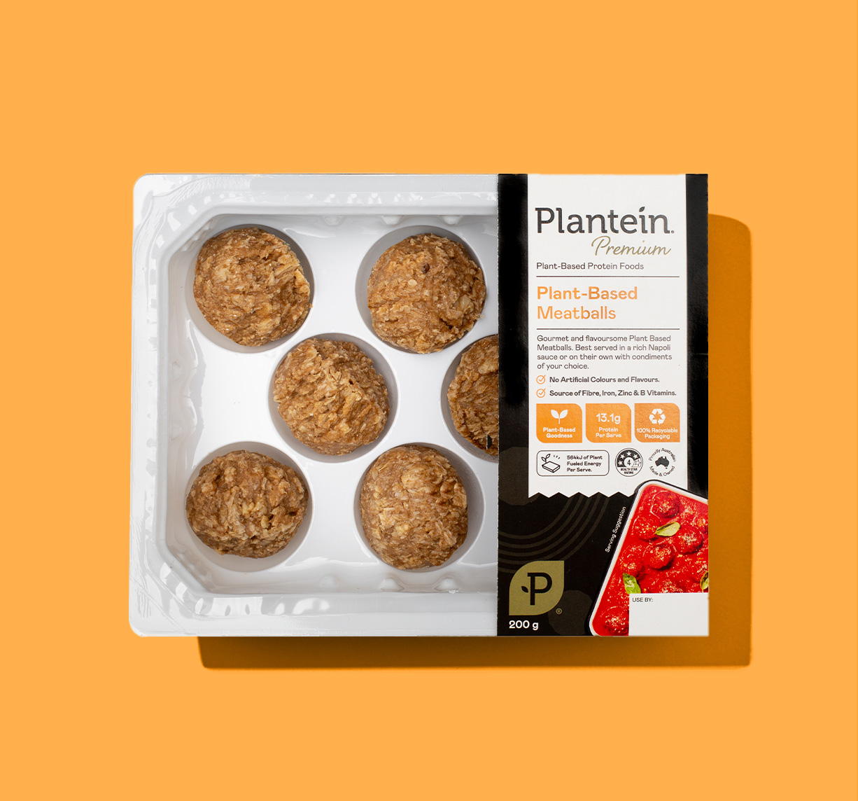 Plantein plant based meatballs in packaging