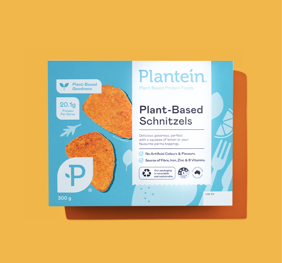Plantein plant-based Schnitzels in packaging